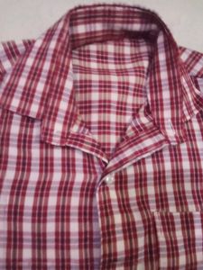 Red Plaid Button-Down Shirt
