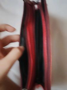 Bright Red Pleated Clutch Bag