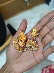 Exquisite Gold-Tone Indian long haram Necklace Set