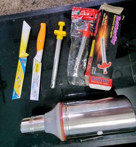 3 set 1 oil bottle &amp; 2 lighter &amp; two knief