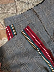 Zara Stylish Plaid Pants with Side Stripes