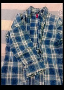 Blue Plaid Button-Up Shirt