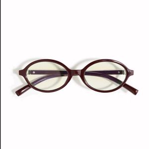 oval Eyeglasses burgundy blue light