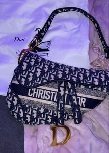 Dior Saddle Bag - Navy Oblique Canvas