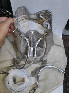 Shiny Silver Bucket Bag