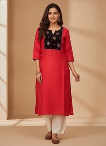 Vibrant Red chanderi Kurta