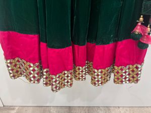 Green &amp; Pink Anarkali Dress