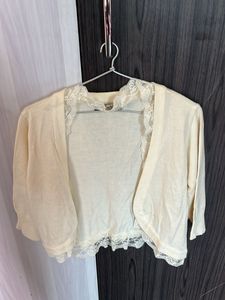 Beautiful White Half Shrug with Laces