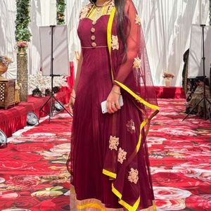 Elegant Maroon Anarkali Suit