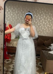 Elegant Light Blue Lace Gown🧚🏻‍♀️🦋