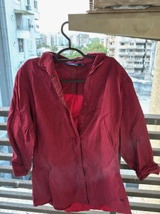 Chic Maroon Dotted Shirt