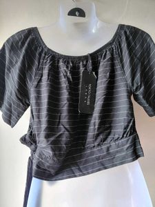 Striped Off-Shoulder Crop Top