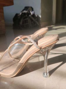 Zara Rhinestones Nude Heels