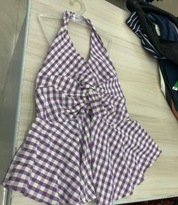 Purple Gingham Halter Top