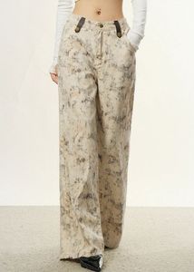 Stylish Wide-Leg Marble Print Pants
