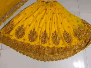 Yellow Embroidered Lehenga with dupatta