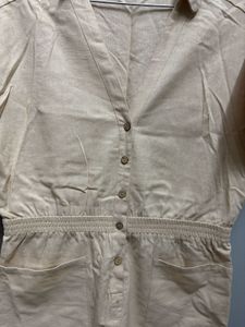 Beige Button-Down Romper