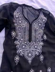 Elegant Black Chikankari Kurta