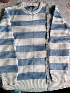 Blue &amp; White Striped Knit Sweater