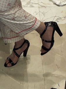 Black Strappy Block Heels