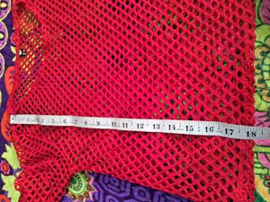 Red Mesh Long Sleeve Top
