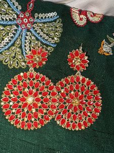 Stunning Red & Gold Statement Earrings