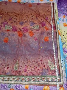 Bridal Maroon Embroidered  Dupatta