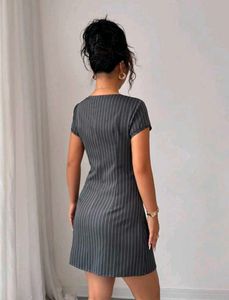 Chic Striped Short Sleeve Dress