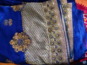 Royal Blue Saree with Gold Embellishments