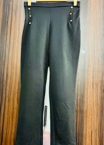Stylish Black Pants with Gold Buttons