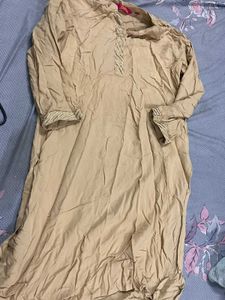 Elegant Beige Kurta with gold details