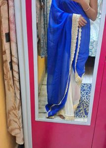 Royal Blue Saree with Golden Border