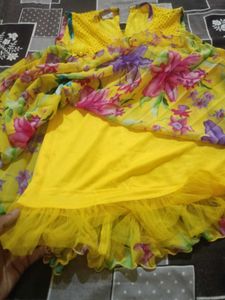 Vibrant Yellow Floral Ethnic Gown