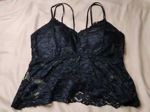 Elegant Black Lace Bralette Padded Top