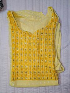 Yellow Sequined Kurta Set