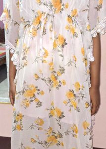 Floral Print Kaftan Kurta
