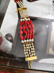 Coral and Pearl Beaded Bracelet