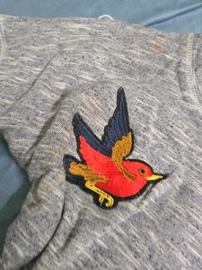 y2k vintage Long Sleeve Top with Bird Patch
