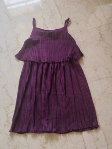 Purple Pleated Layered Dress