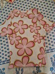 Groovy Floral Ribbed Top