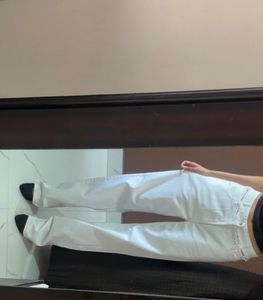 Bershka Ripped White Wide Leg Jeans