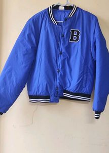 Blue Varsity Puffed Bomber Jacket