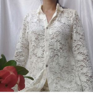 Lace White Shirt Fits Bust Upto 44