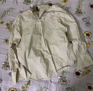 H&amp;M Oversized Cotton Striped Shirt