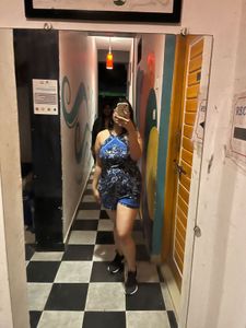 Blue Floral Halter Neck Romper