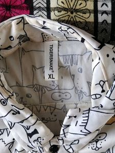 Funky Cat Print Short Sleeve Shirt