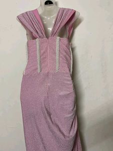Sparkly Ruched Dress with Pearl Embellishments