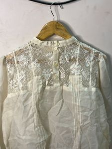Sheer Lace Detail Vintage Blouse