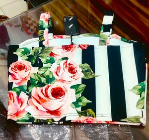 S, M and L size Floral Striped Crop Top