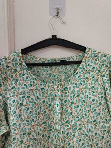 Chic Leaf Print Tunic Top